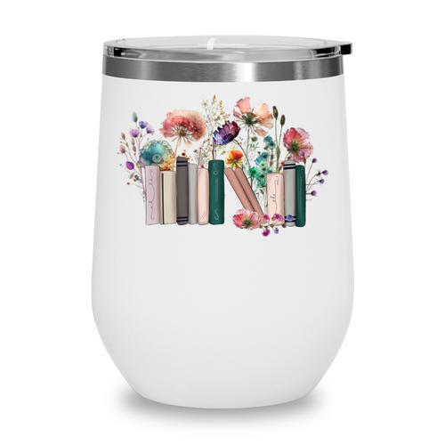 Women Book Lover Shirt Wildflowers Cottagecore Flowers Book Wine Tumbler - Bookorys