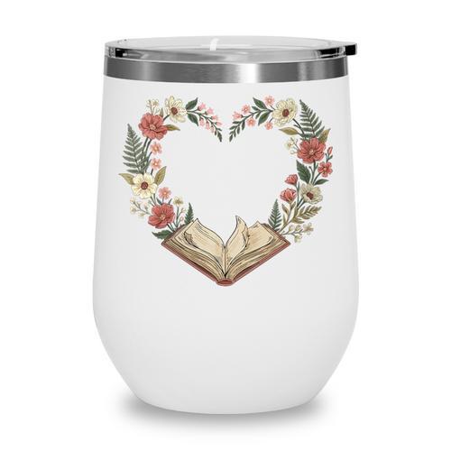 Women's Vintage Book Lover Valentine Heart Wine Tumbler - Bookorys DE