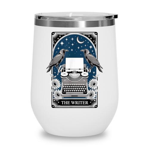The Writer Typewriter Crow Writing Journalist Book Writer Wine Tumbler - Bookorys