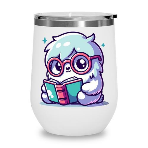 Adorable Book Lover Yeti With Reading Glasses Cute Wine Tumbler - Bookorys DE