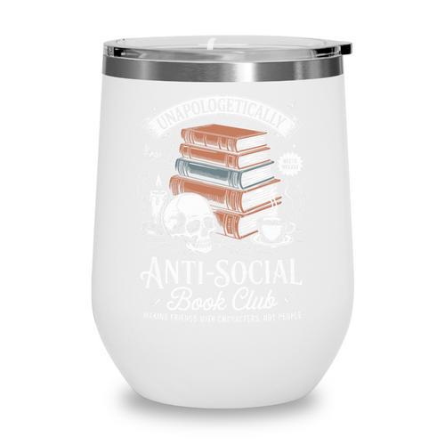 Anti-Social Book Club Reader Books & Coffee Dark Academia Premium Tri-Blend Wine Tumbler - Bookorys AU