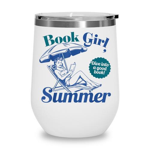 Book Girl Summer Bookish Beach Wine Tumbler - Bookorys DE