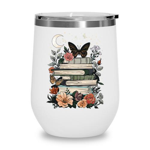 Bookish Cottagecore Aesthetic Celestial Reader Book Lover Wine Tumbler - Bookorys DE