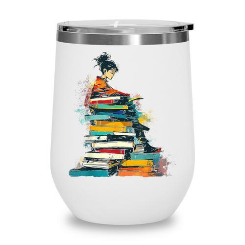 Books Abstract Artist Women Art Painting Books Wine Tumbler - Bookorys UK