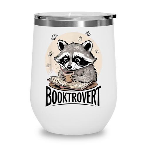 Booktrovert Raccoon Reading And Coffee For Book Lover Wine Tumbler - Bookorys UK