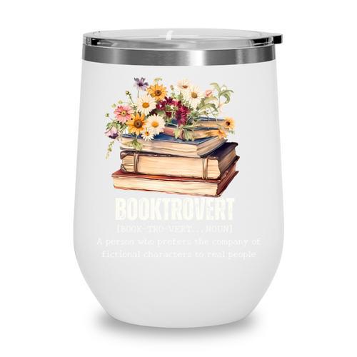 Booktrovert Vintage Wildflowers Books For Book Lovers Wine Tumbler - Bookorys DE