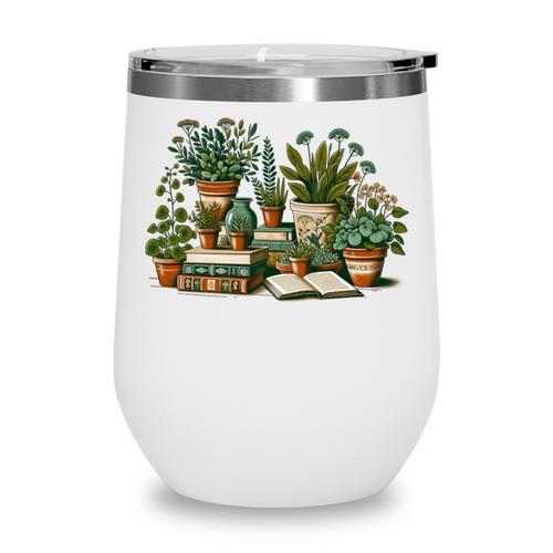 Botanical Garden Plants With Books Wine Tumbler - Bookorys UK