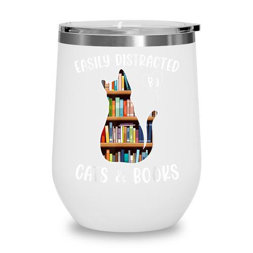 Cat Lover Tee Women Book Lover Reading Librarian Read Wine Tumbler - Bookorys