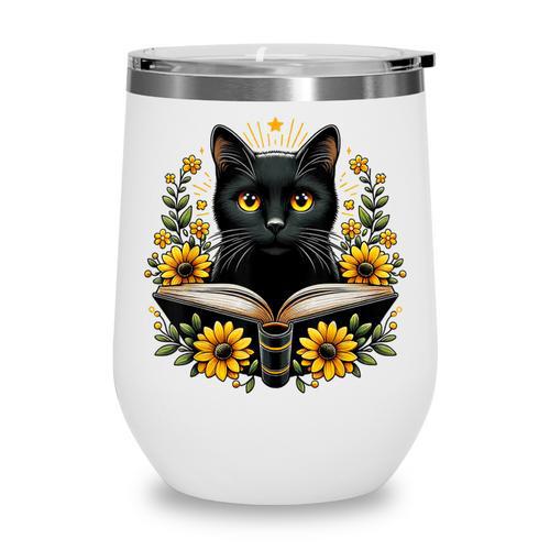 Cat For Women Book Lover Cute Cat And Book Wine Tumbler - Bookorys DE