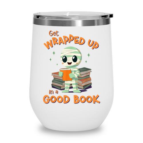 Cute Halloween Teacher Librarian Mummy Reading Books Wine Tumbler - Bookorys