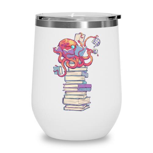 Cute Octopus Bookworm Fun Reading Tee For Book Lovers Wine Tumbler - Bookorys DE
