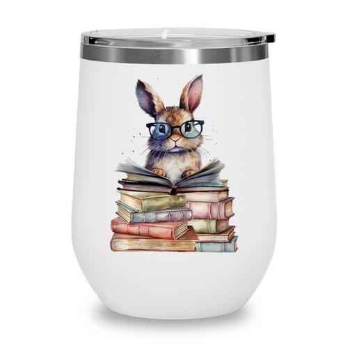 Cute Reading Bunny With Glasses Books Bookworm Reader Book Premium Tri-Blend Wine Tumbler - Bookorys AU