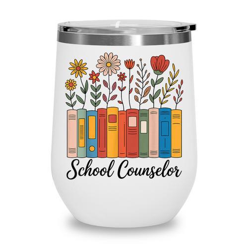 Cute Wildflower Book School Counseling Life School Counselor Wine Tumbler - Bookorys