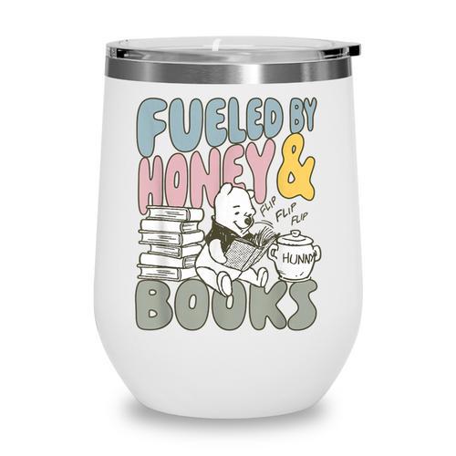Disney Winnie The Pooh Fueled By Honey & Books Sketch Wine Tumbler - Bookorys CA