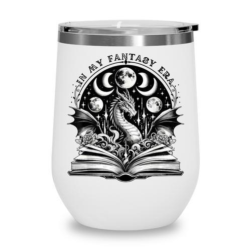 In My Fantasy Era Books Dragon & Moon Bookish Bookworm Wine Tumbler - Bookorys