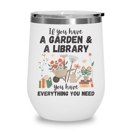 Gardening & Library Lover Books Reading Plants Cute Wine Tumbler - Bookorys UK