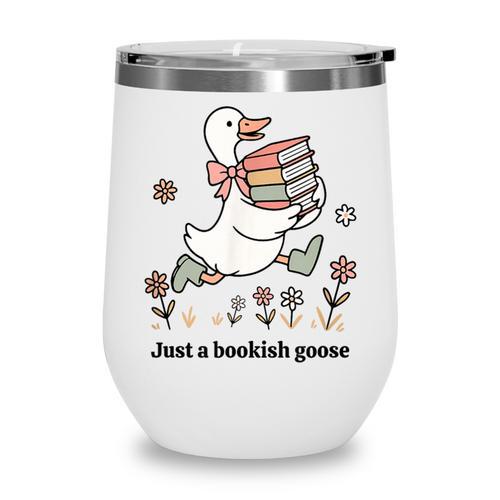 Goose With Books Cute Bookworm Reader Wine Tumbler - Bookorys DE