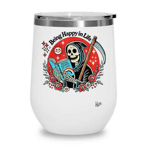 Grim Reaper Reads a Book Wine Tumbler - Bookorys