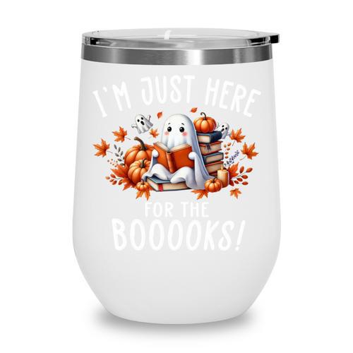 Halloween Book Lover Ghost Witch Books & Pumpkins Wine Tumbler - Bookorys UK