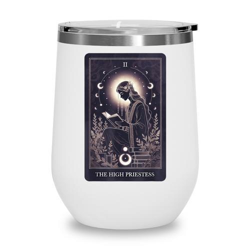 High Priestess Tarot Art Celestial Mystic Book Lover Wine Tumbler - Bookorys