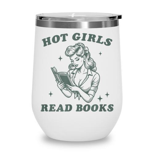Hot Girls Read Books Bookish Booklover Christmas Wine Tumbler - Bookorys DE