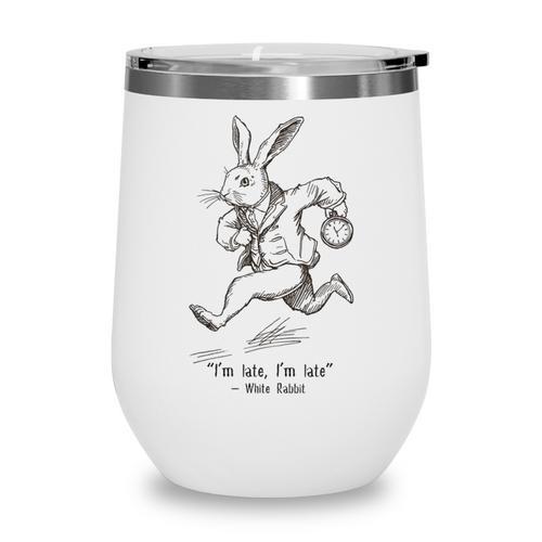 I'm Late I'm Late Rabbit From Alice Wonderland Book Wine Tumbler - Bookorys CA