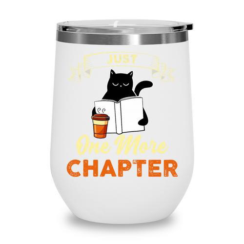 Just One More Chapter Fun Cat Coffee Reading Book Premium Tri-Blend Wine Tumbler - Bookorys