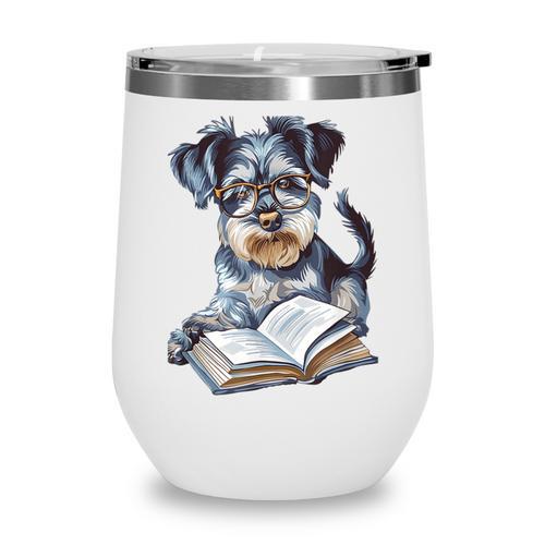 Nerdy Schnauzer Dog Book Lover Glasses Cute Pet For Men Women Kids Wine Tumbler - Bookorys DE