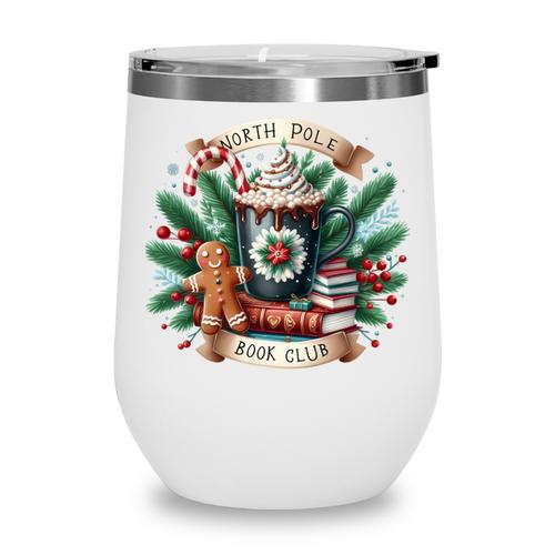 North Pole Book Club Books Reading Mug Gingerbread Wine Tumbler - Bookorys