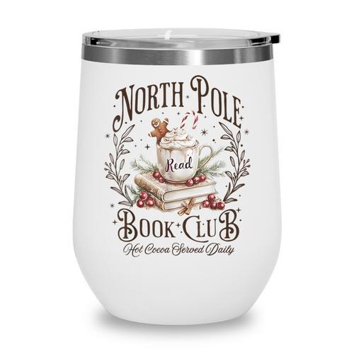 North Pole Readers Club Bookish Xmas Santa Book Reading Wine Tumbler - Bookorys AU