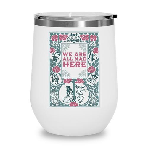Puddin Threads Cheshire Cat Alice In Wonderland Vintage Book Adults Small Short Sleeve Classic Fit Wine Tumbler - Bookorys