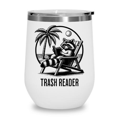 Raccoon Reading Books Summer Humor Trash Reader Wine Tumbler - Bookorys CA