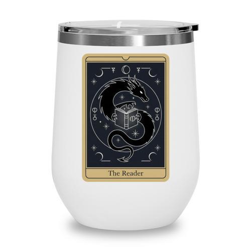 The Reader Tarot Card Mystic Dragon Book Magic Wine Tumbler - Bookorys