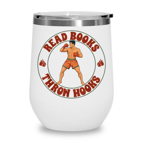 Reading Book Lover Boxer Boxing Lover Read Books Throw Hooks Wine Tumbler - Bookorys