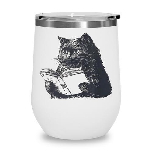 Reading Cat Cat Book Lover Wine Tumbler - Bookorys DE