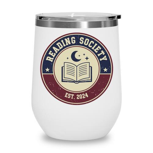 Reading Society Est 2024 Vintage Book Club Wine Tumbler - Bookorys DE