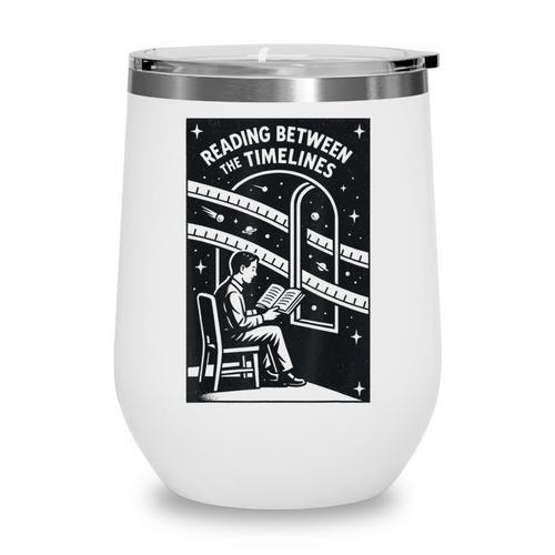 Reading Between The Timelines Time Travel Books Wine Tumbler - Bookorys