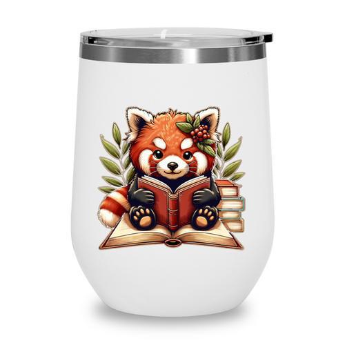 Red Panda Reading Books Pandas Cottagecore Aesthetic Kids Wine Tumbler - Bookorys