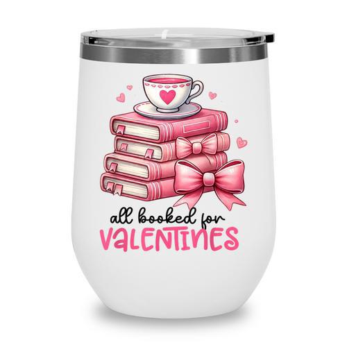 Retro Groovy Valentine Men Women Kid Tees By Emily All Booked For Valentines Book Reading Bookworm Nerdy Wine Tumbler - Bookorys