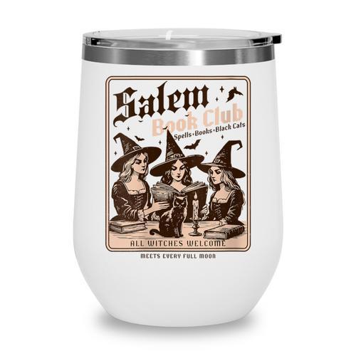 Salem Book Club Bookish Halloween Retro Salem Witch Book Wine Tumbler - Bookorys