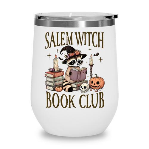 Salem Witch Book Club Raccoon Reading Wine Tumbler - Bookorys