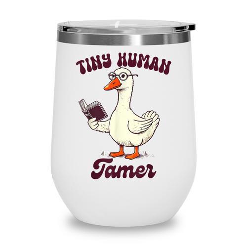 Teacher Silly Goose Reading Book Teaching Tiny Human Tamer Wine Tumbler - Bookorys
