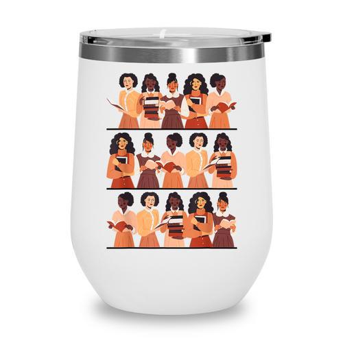 History Month Educated Black Women Girls Reading Books Wine Tumbler - Bookorys UK