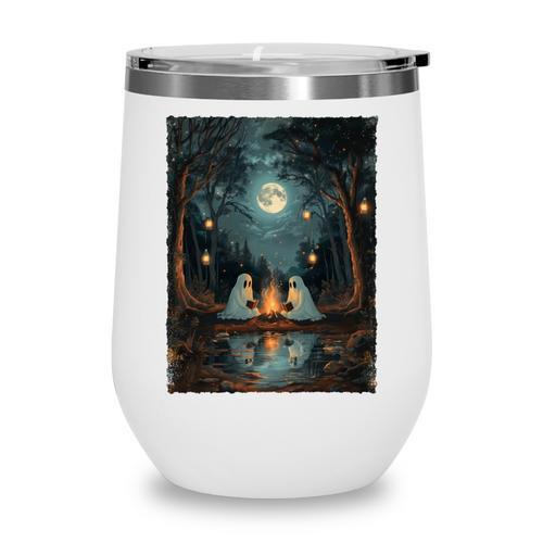 Vintage Ghost Book Reading Camping Gothic Halloween Teachers Wine Tumbler - Bookorys CA