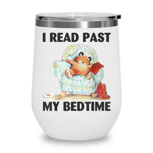 Vintage I Read Past My Bedtime Cute Sleeping Bear Book Lover Wine Tumbler - Bookorys