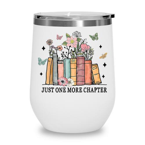 Wildflower Floral Book Just One More Chapter Wine Tumbler - Bookorys