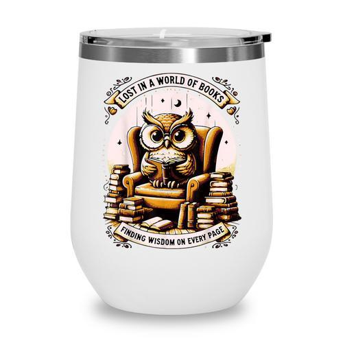 Wise Owl Reading Books Wine Tumbler - Bookorys CA