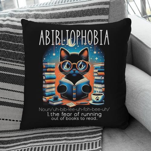 Abibliophobia Cat Reading Bookworm Reader Nerd For Men Women Girls Kids Pillowcase - Bookorys AU
