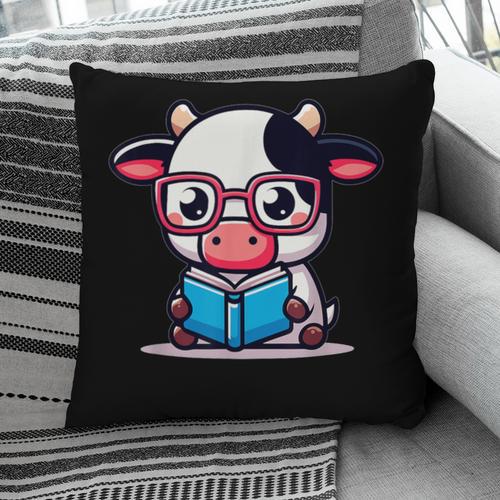 Adorable Book Lover Cow With Reading Glasses Cute Pillowcase - Bookorys DE
