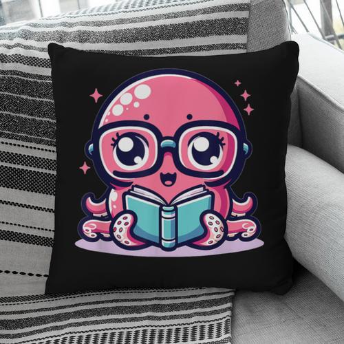 Adorable Book Lover Octopus With Reading Glasses Cute Pillowcase - Bookorys DE